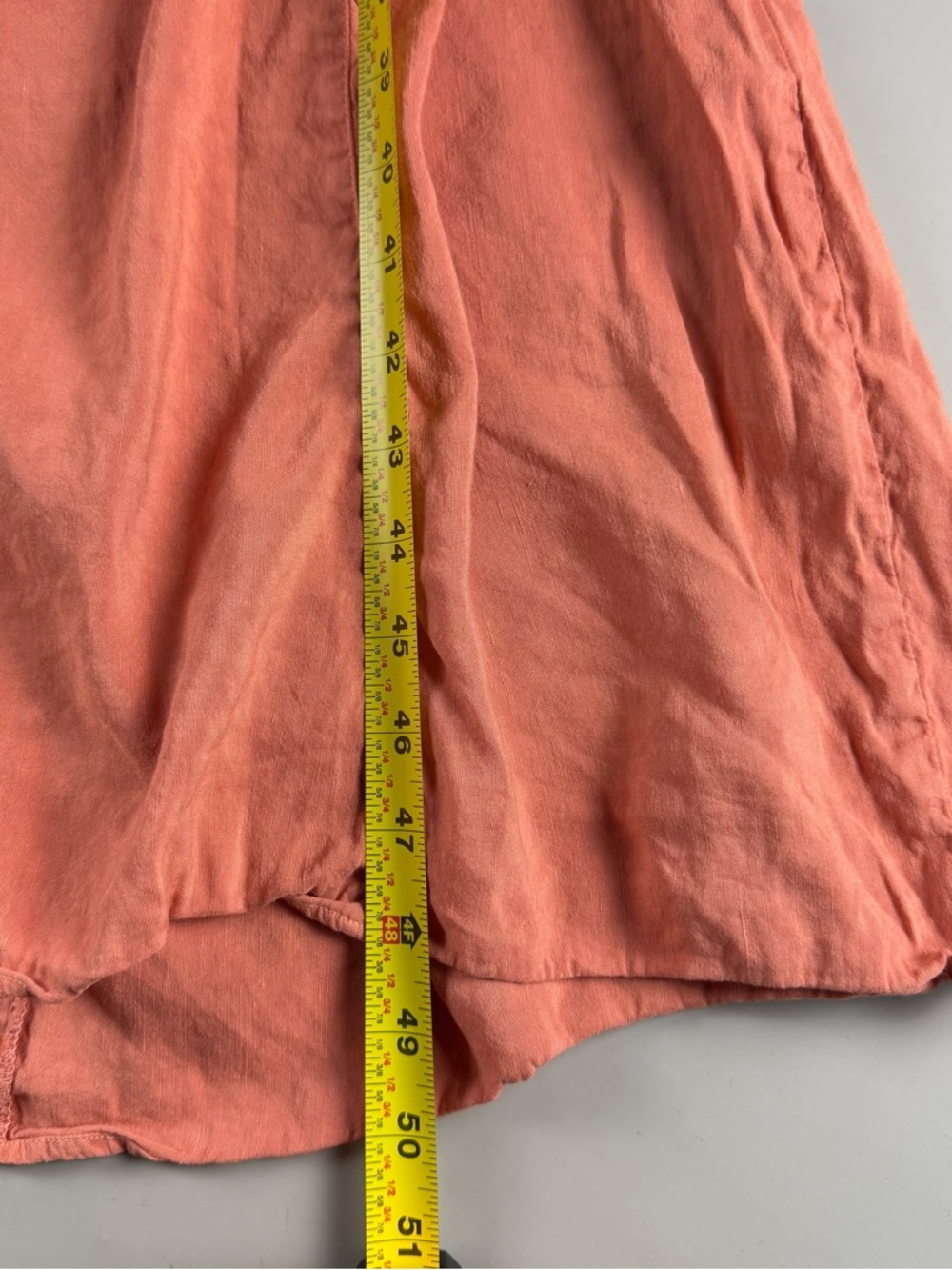 Zara Linen Blend Cutout Midi Dress Peach Coral Puff Sleeve XS - Picture 9 of 11